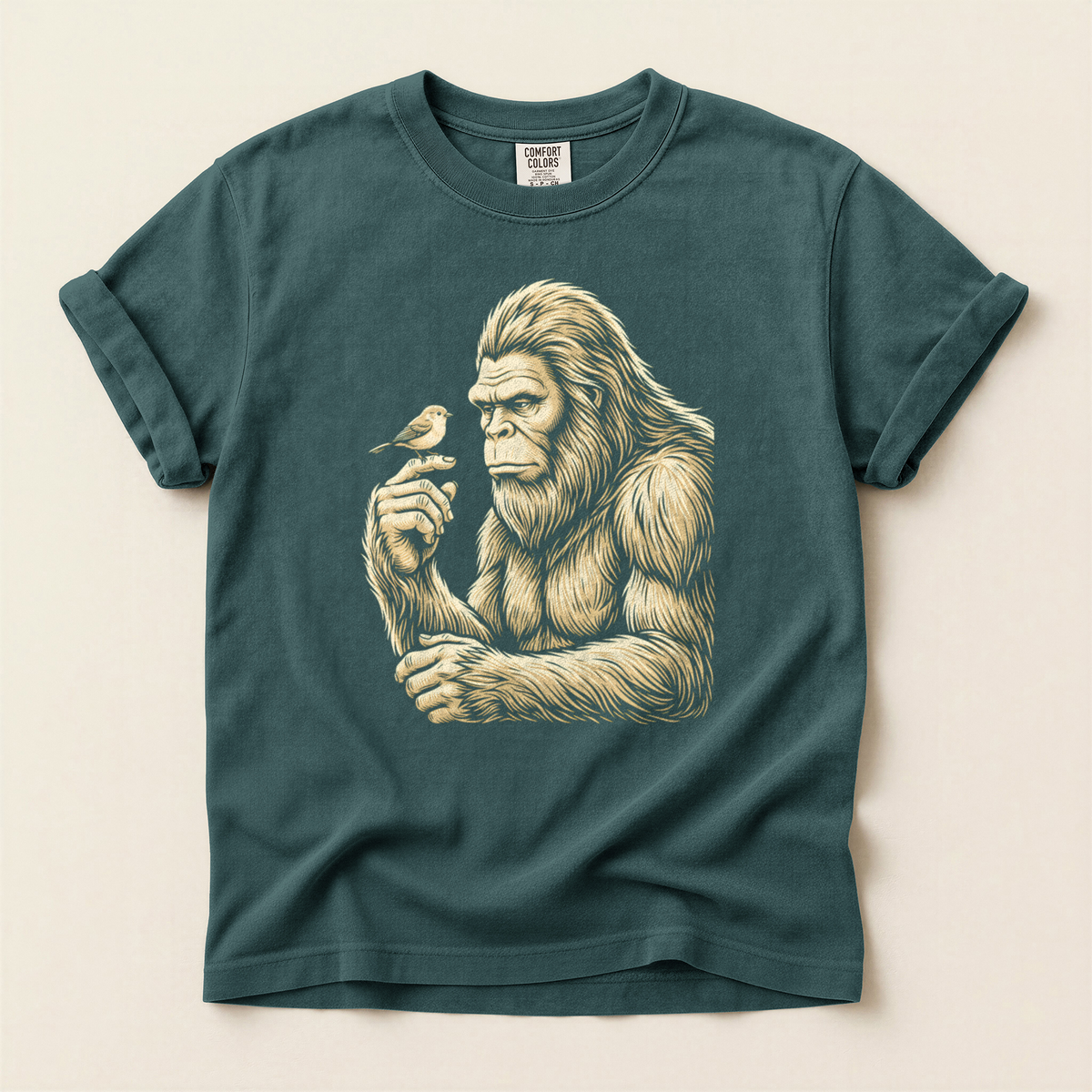 Bigfoot Holds Bird - Blue Spruce