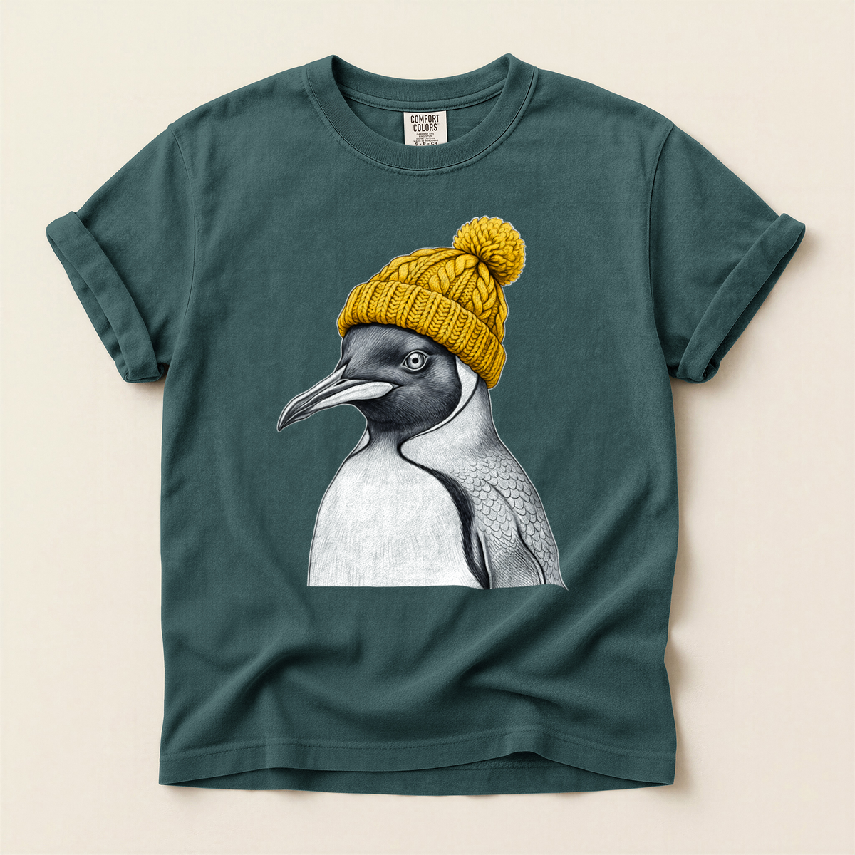 Penguin Yellow Beanie - Blue Spruce