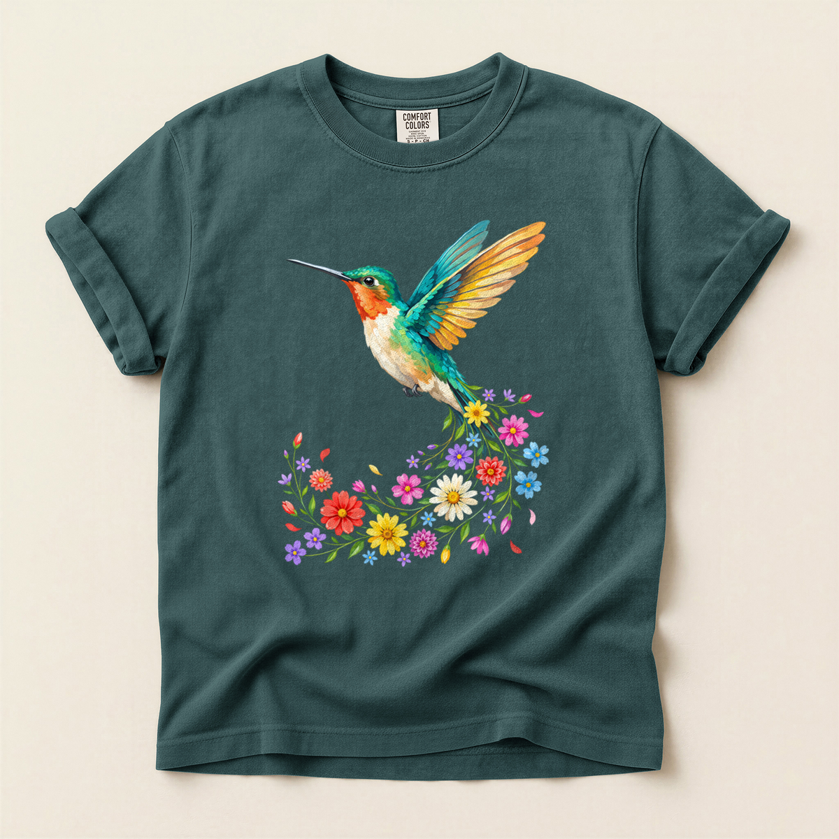 Hummingbird Flower Burst - Blue Spruce