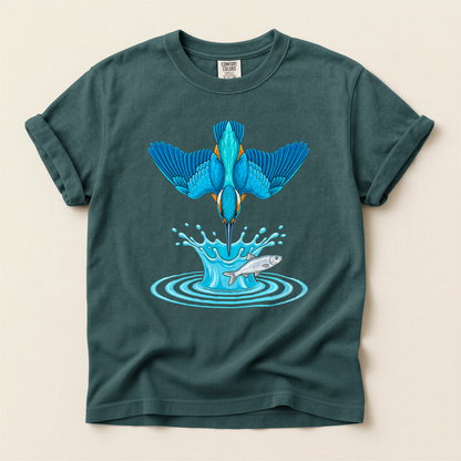 Kingfisher Dives Fish - Blue Spruce