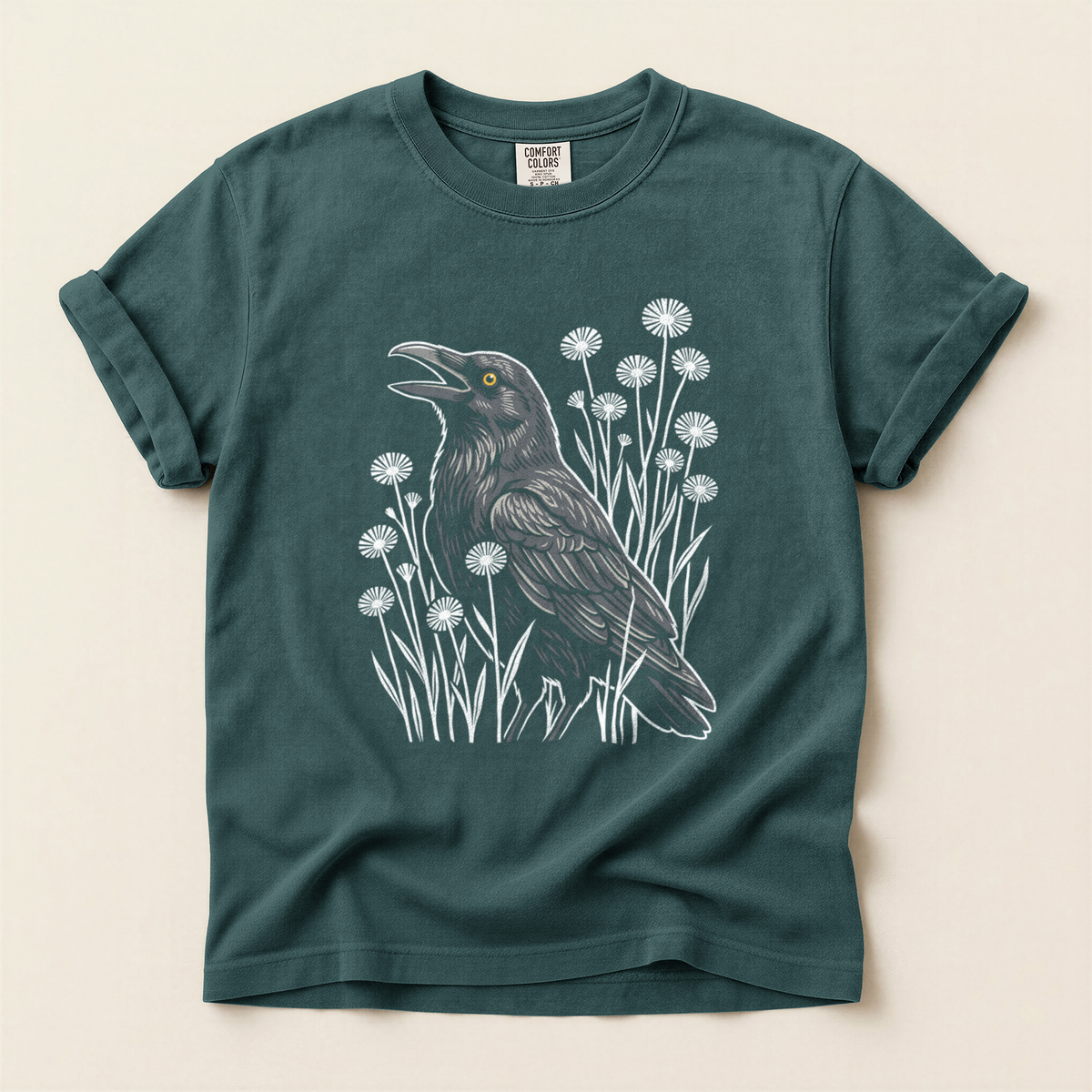 Crow Among Dandelions - Blue Spruce