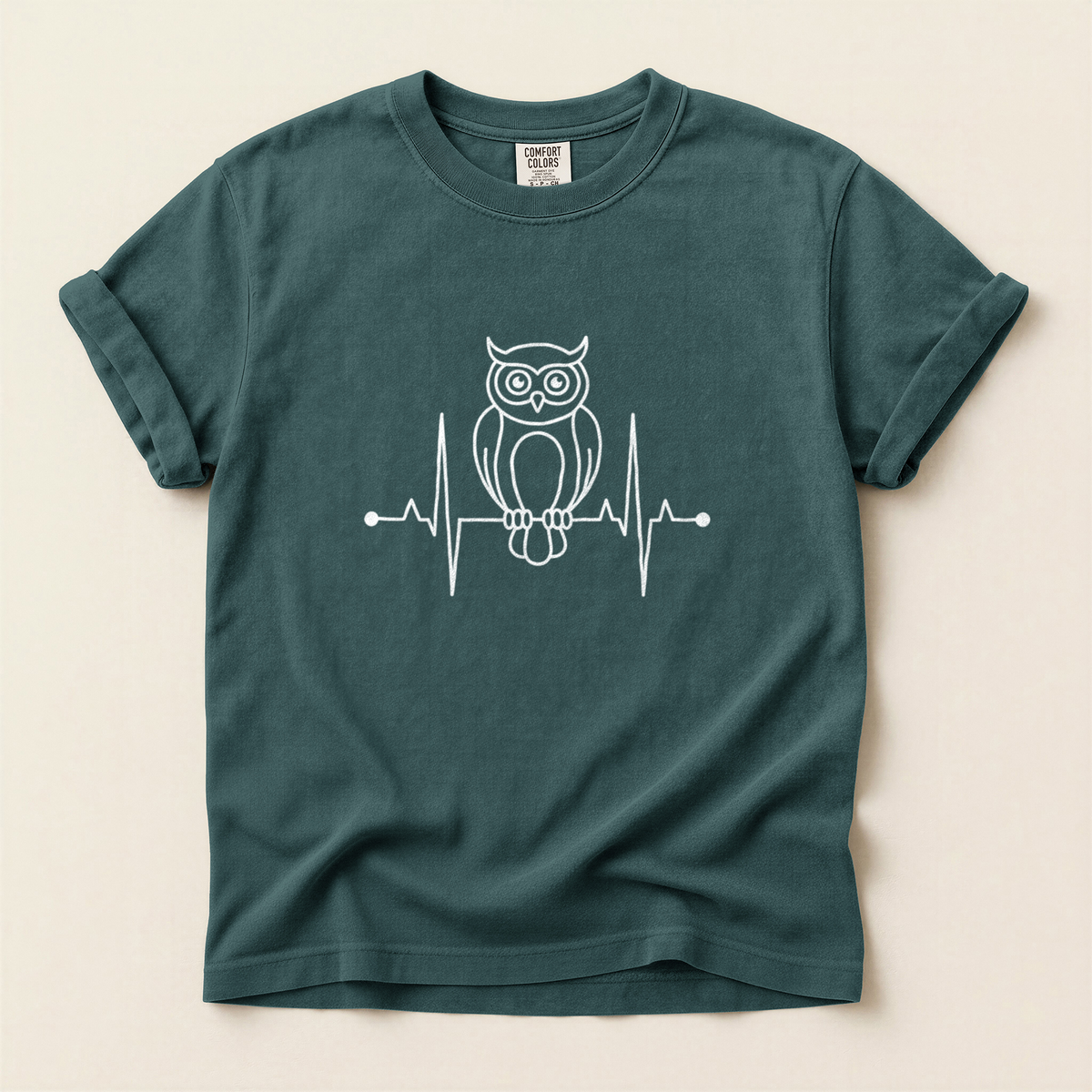 Owl Heartbeat Line - Blue Spruce