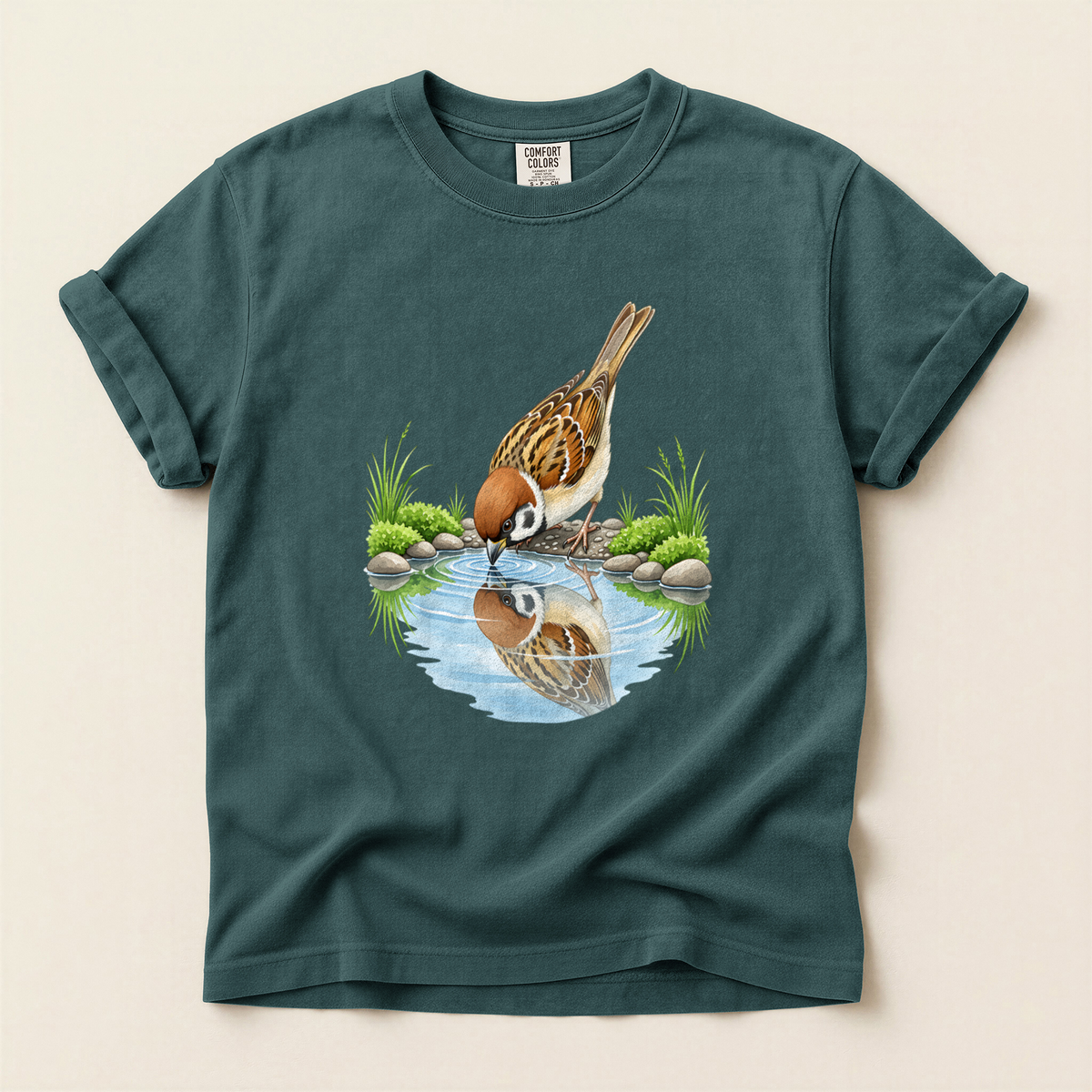 Sparrow Water Reflection - Blue Spruce
