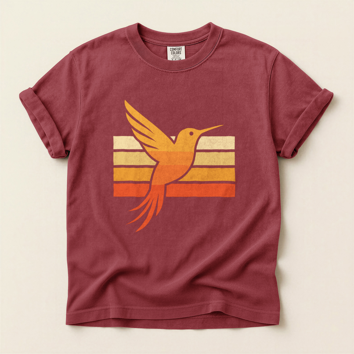 Retro Hummingbird Stripes - Brick