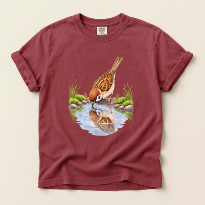 Sparrow Water Reflection - Brick