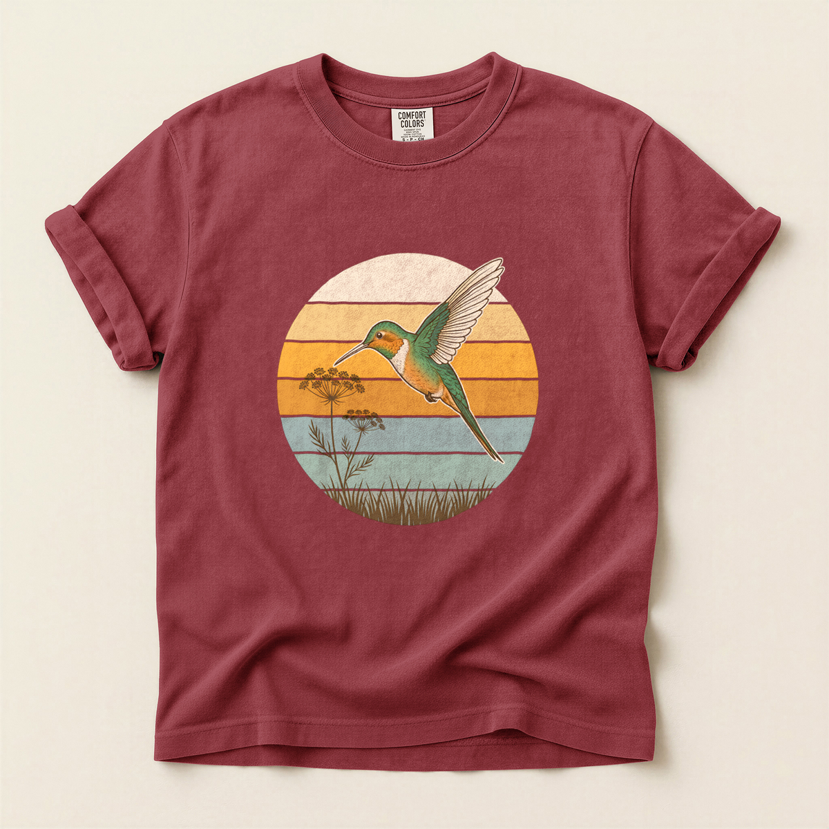 Hummingbird Retro Circle - Brick