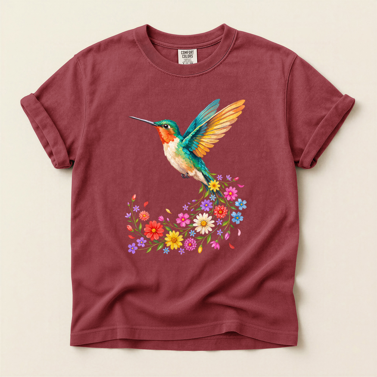 Hummingbird Flower Burst - Brick