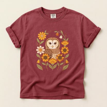Folk Owl Sunflowers - Brick