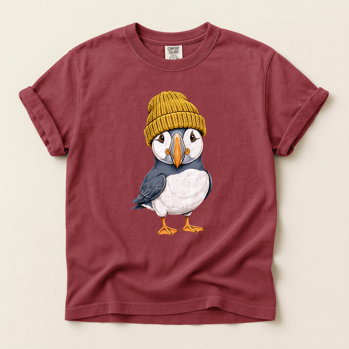 Puffin Yellow Beanie - Brick