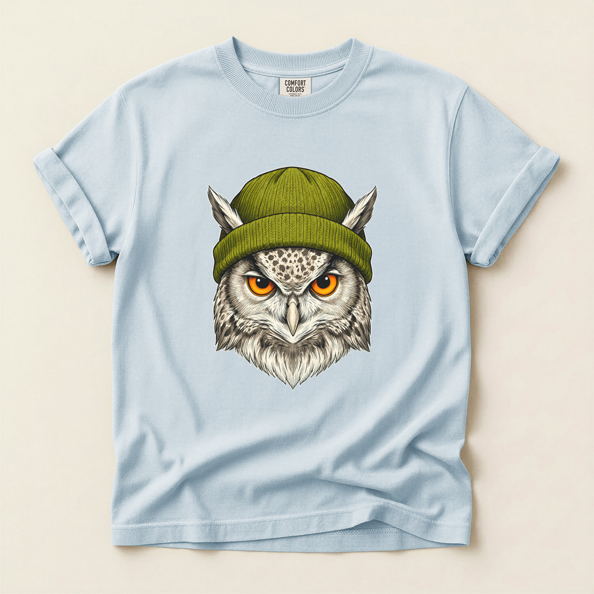 Owl Green Beanie - Chambray