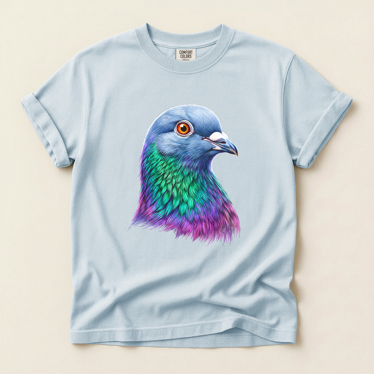 Iridescent Pigeon Head - Chambray
