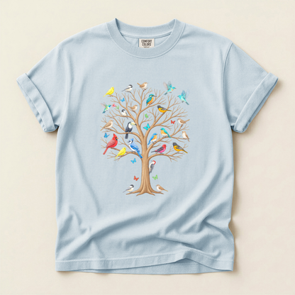Bird Tree Seasons - Chambray