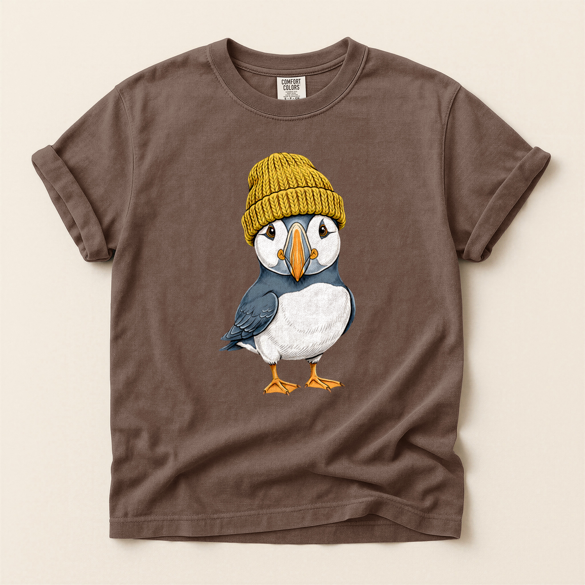 Puffin Yellow Beanie - Espresso
