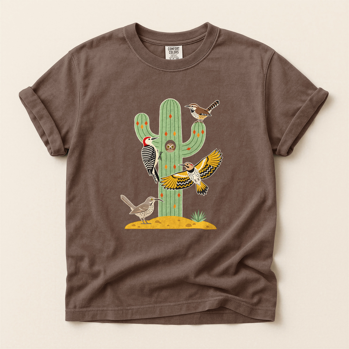 Cactus Desert Birds - Espresso