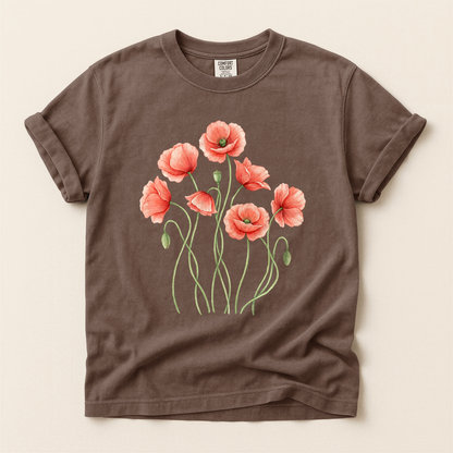 Red Poppies Bloom - Espresso