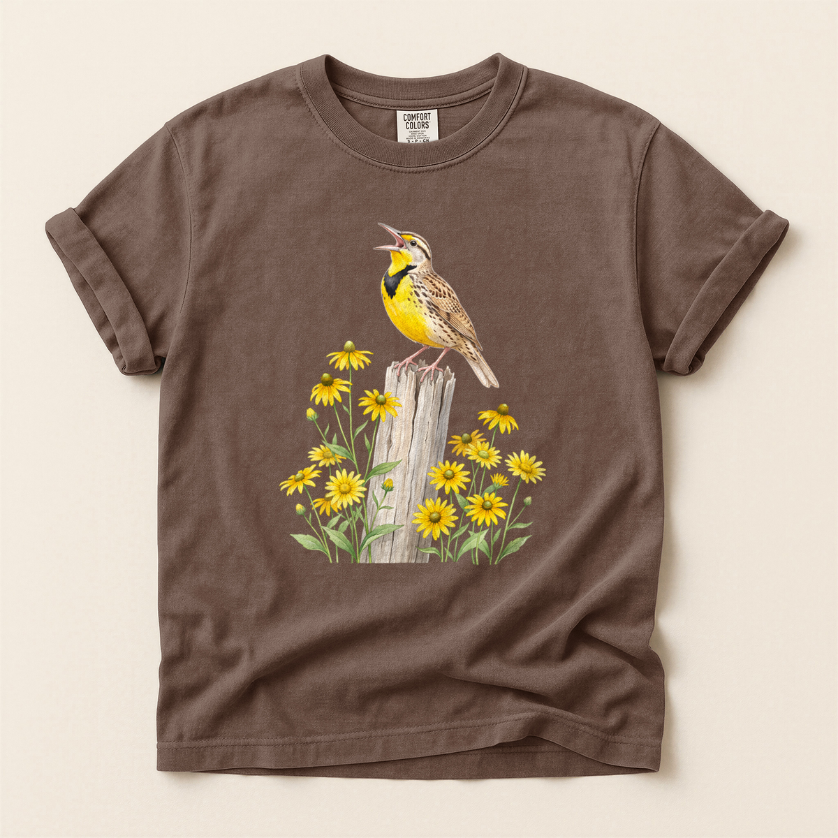 Meadowlark Yellow Flowers - Espresso