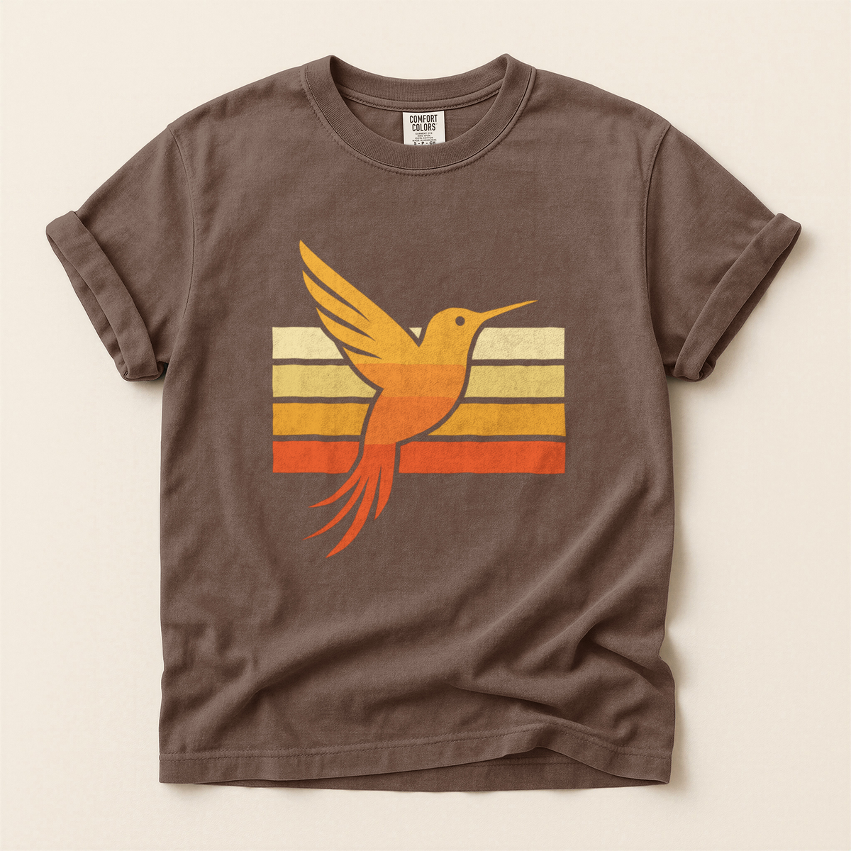 Retro Hummingbird Stripes - Espresso