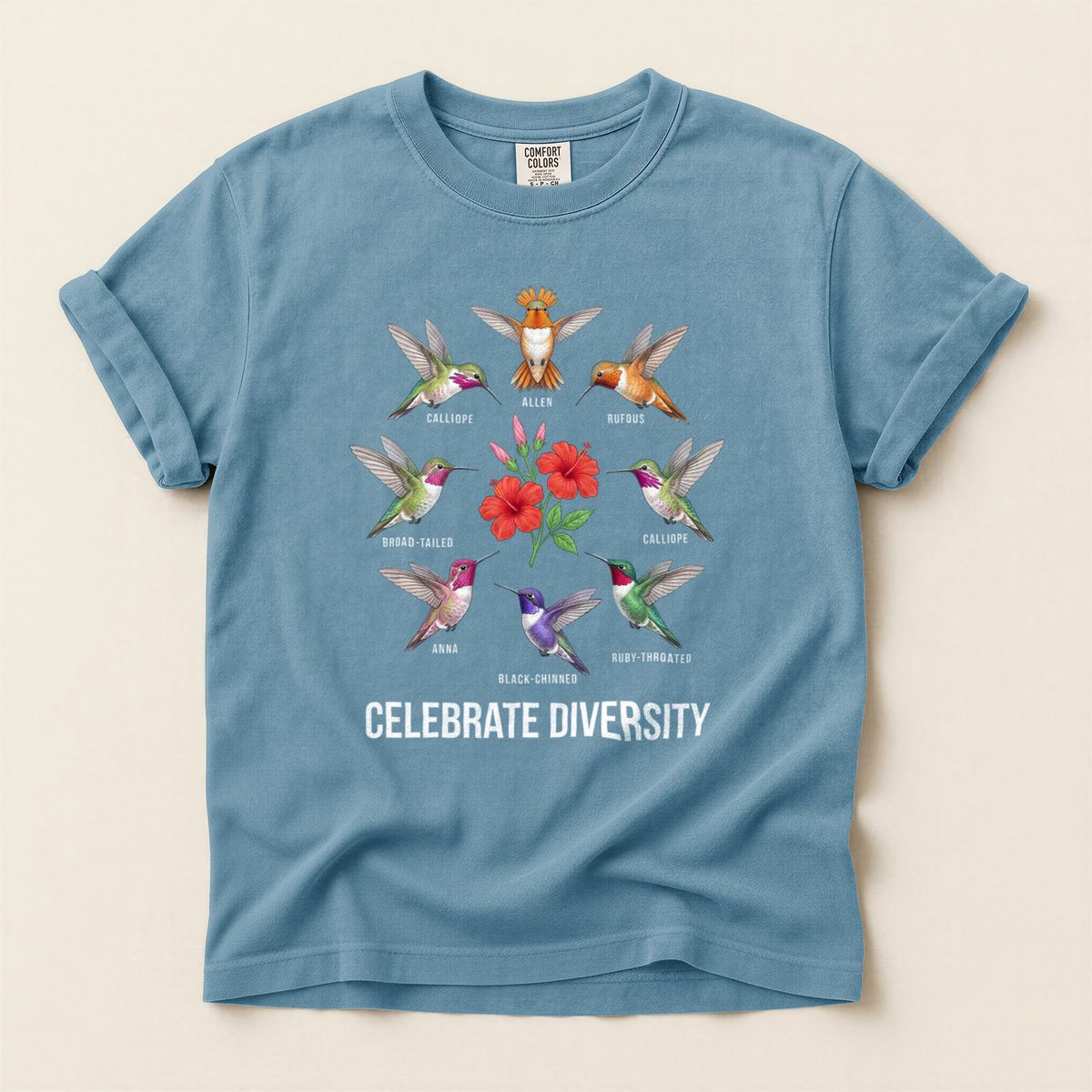 Hummingbirds Celebrate Diversity - Ice Blue