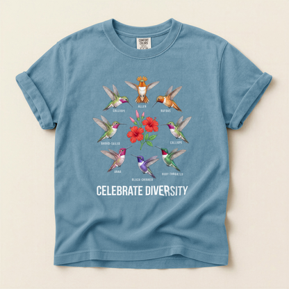 Hummingbirds Celebrate Diversity - Ice Blue