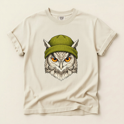 Owl Green Beanie - Ivory