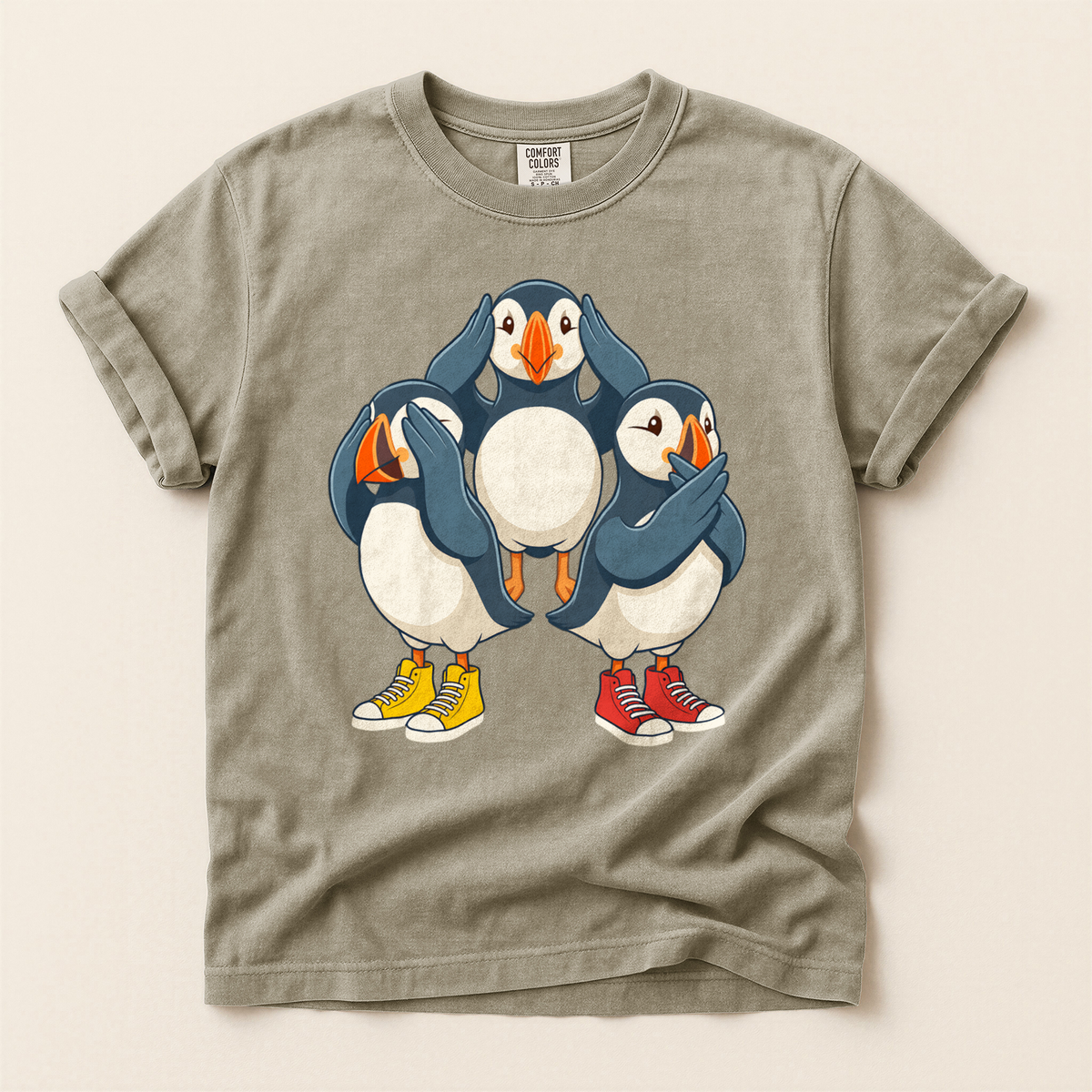 Puffins In Sneakers - Khaki
