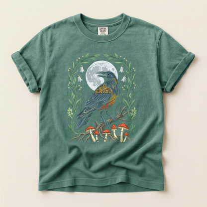 Crow Mushroom Moon - Light Green