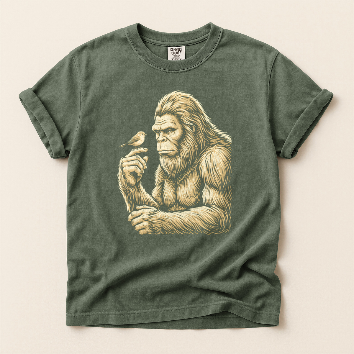 Bigfoot Holds Bird - Moss