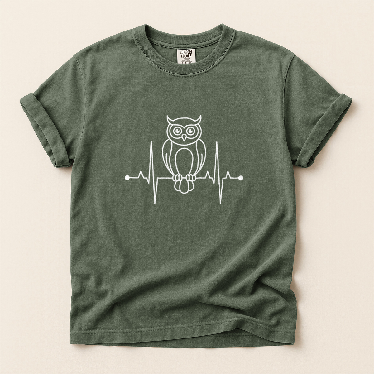 Owl Heartbeat Line - Moss