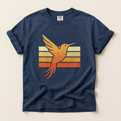 Retro Hummingbird Stripes - Navy