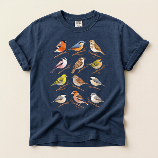Small Bird Grid - Navy