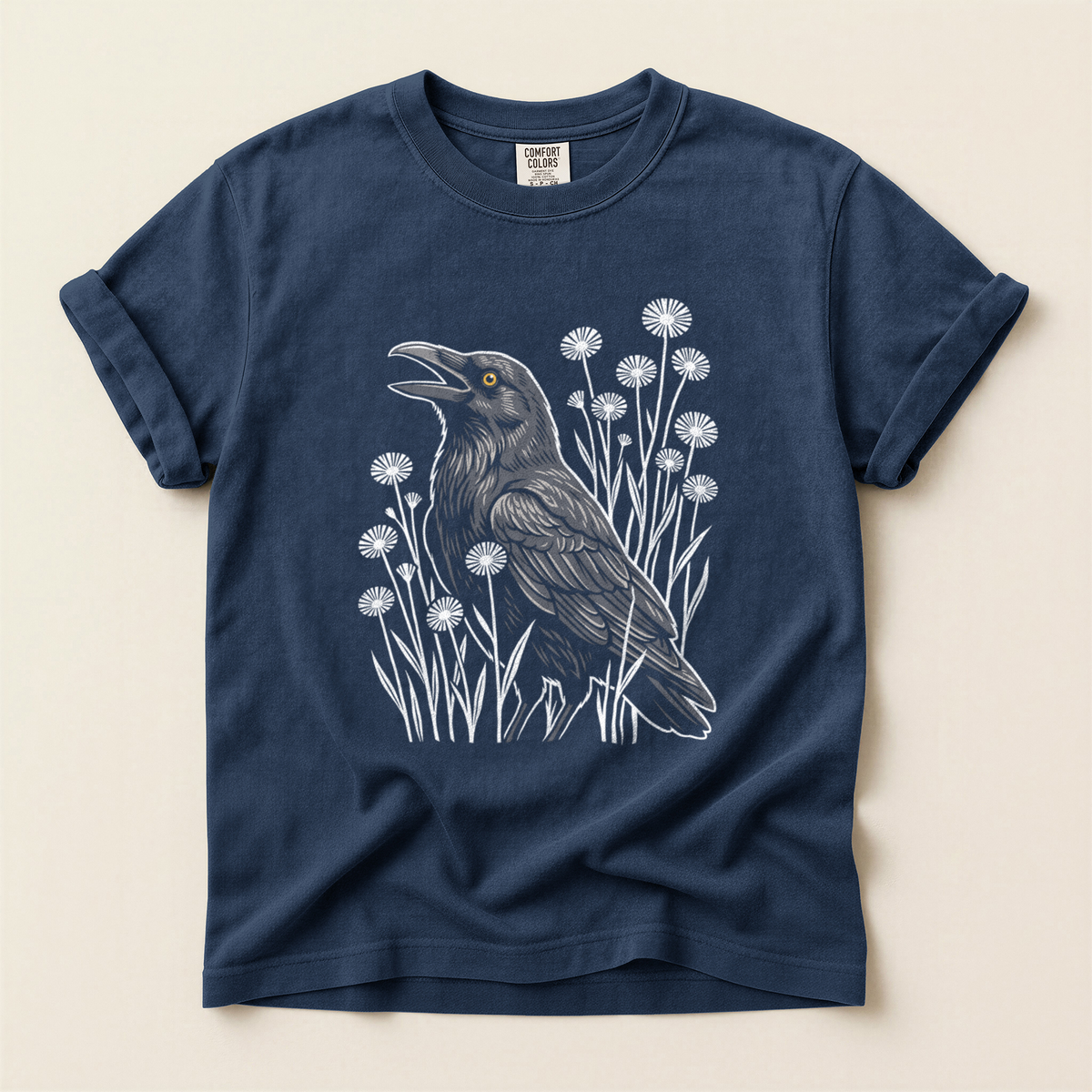 Crow Among Dandelions - Navy