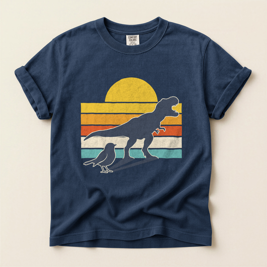 Dinosaur Crow Sunset - Navy