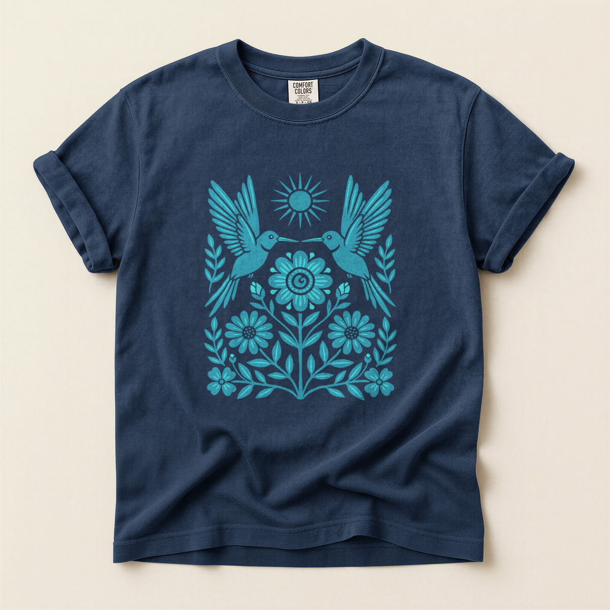 Folk Bird Bloom - Navy