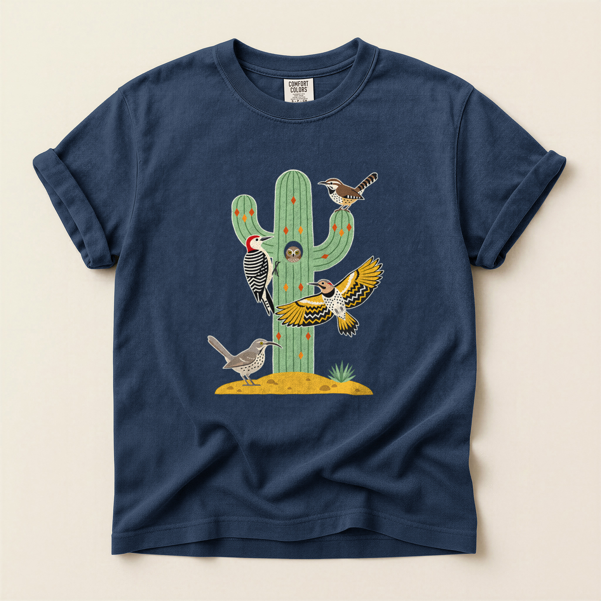Cactus Desert Birds - Navy