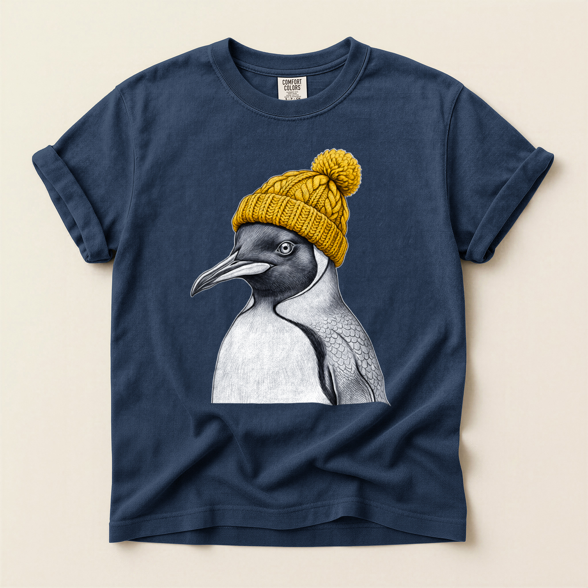 Penguin Yellow Beanie - Navy