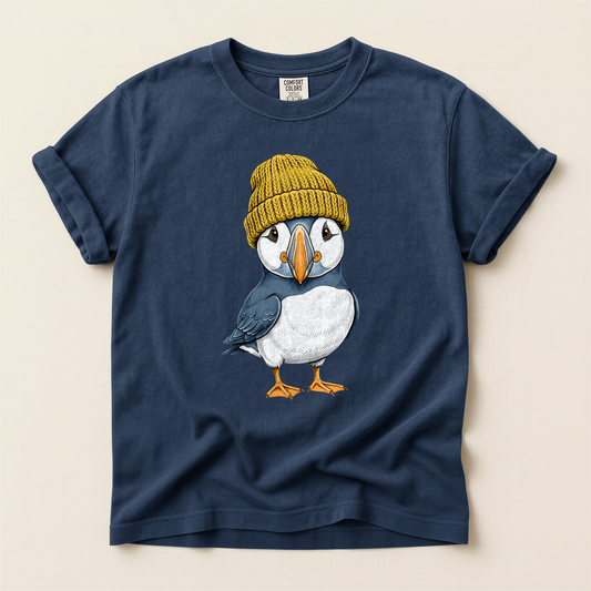 Puffin Yellow Beanie - Navy