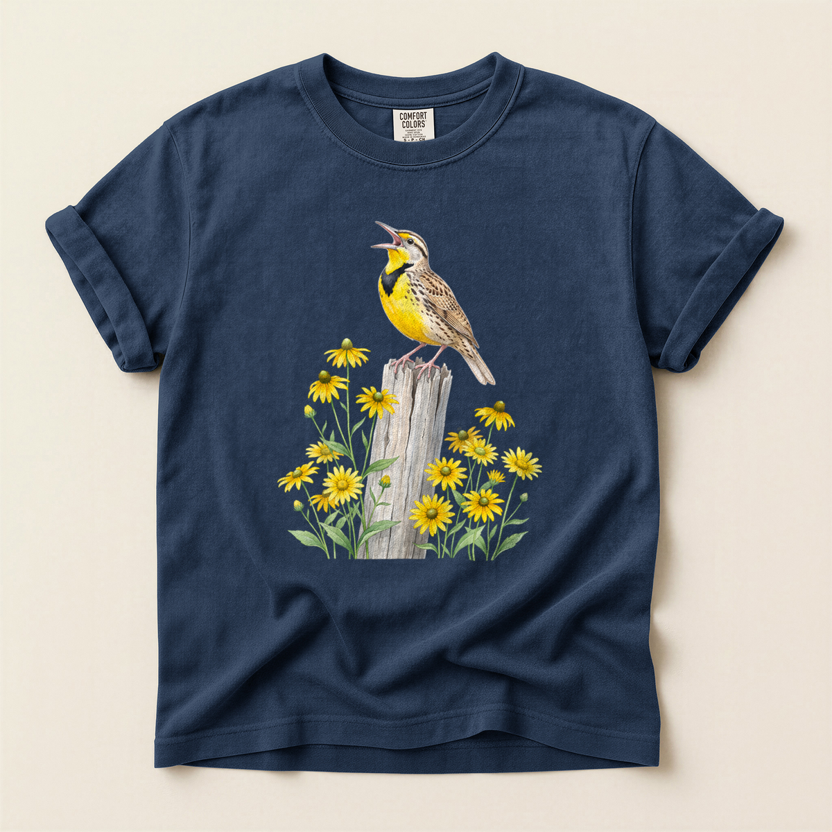 Meadowlark Yellow Flowers - Navy