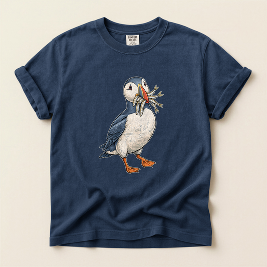 Puffin Carries Fish - Navy