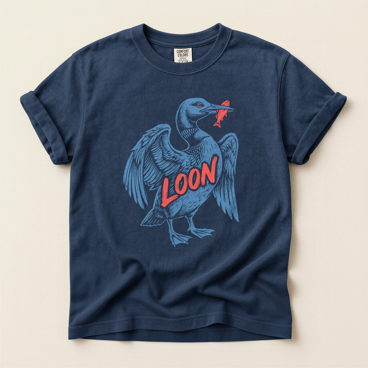 Loon Catches Fish - Navy