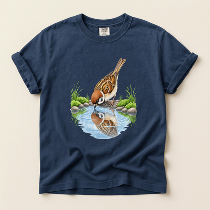 Sparrow Water Reflection - Navy