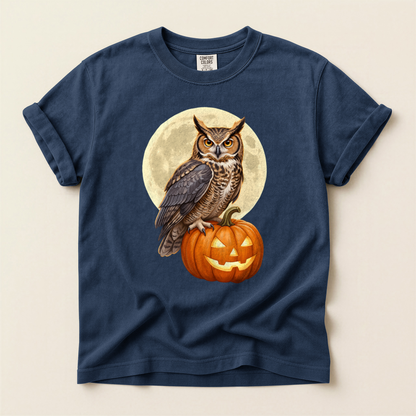 Owl Pumpkin Moon - Navy
