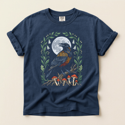 Crow Mushroom Moon - Navy