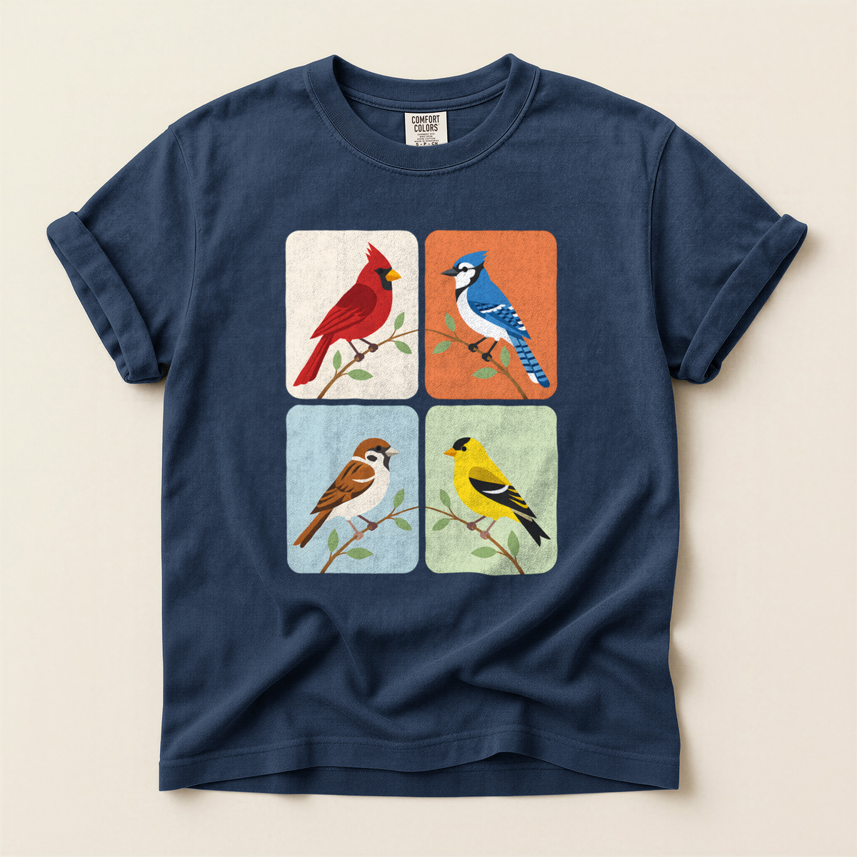 Four Bird Squares - Navy