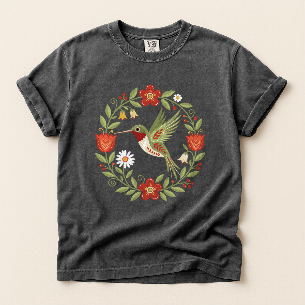 Hummingbird Floral Wreath - Pepper