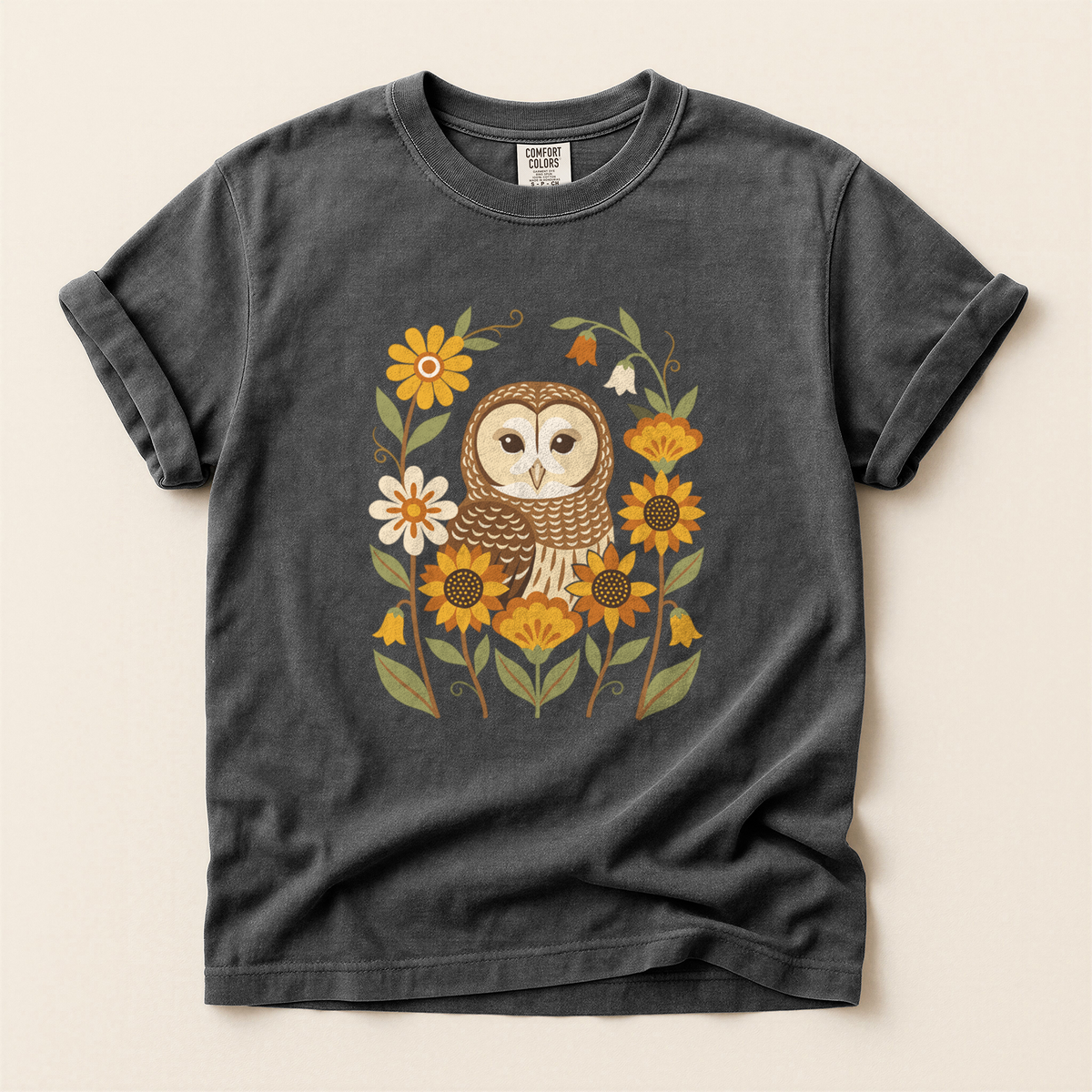 Folk Owl Sunflowers - Pepper