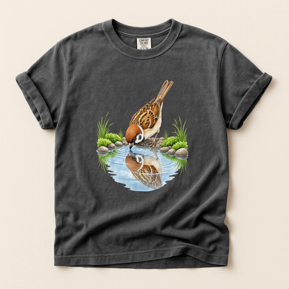 Sparrow Water Reflection - Pepper