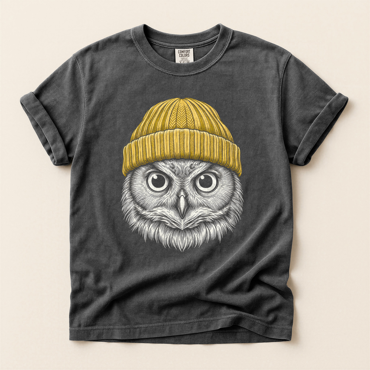 Owl Yellow Beanie - Pepper