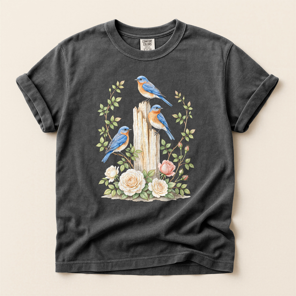 Bluebirds Roses Post - Pepper
