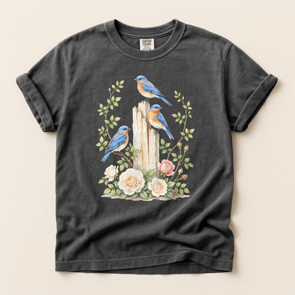 Bluebirds Roses Post - Pepper