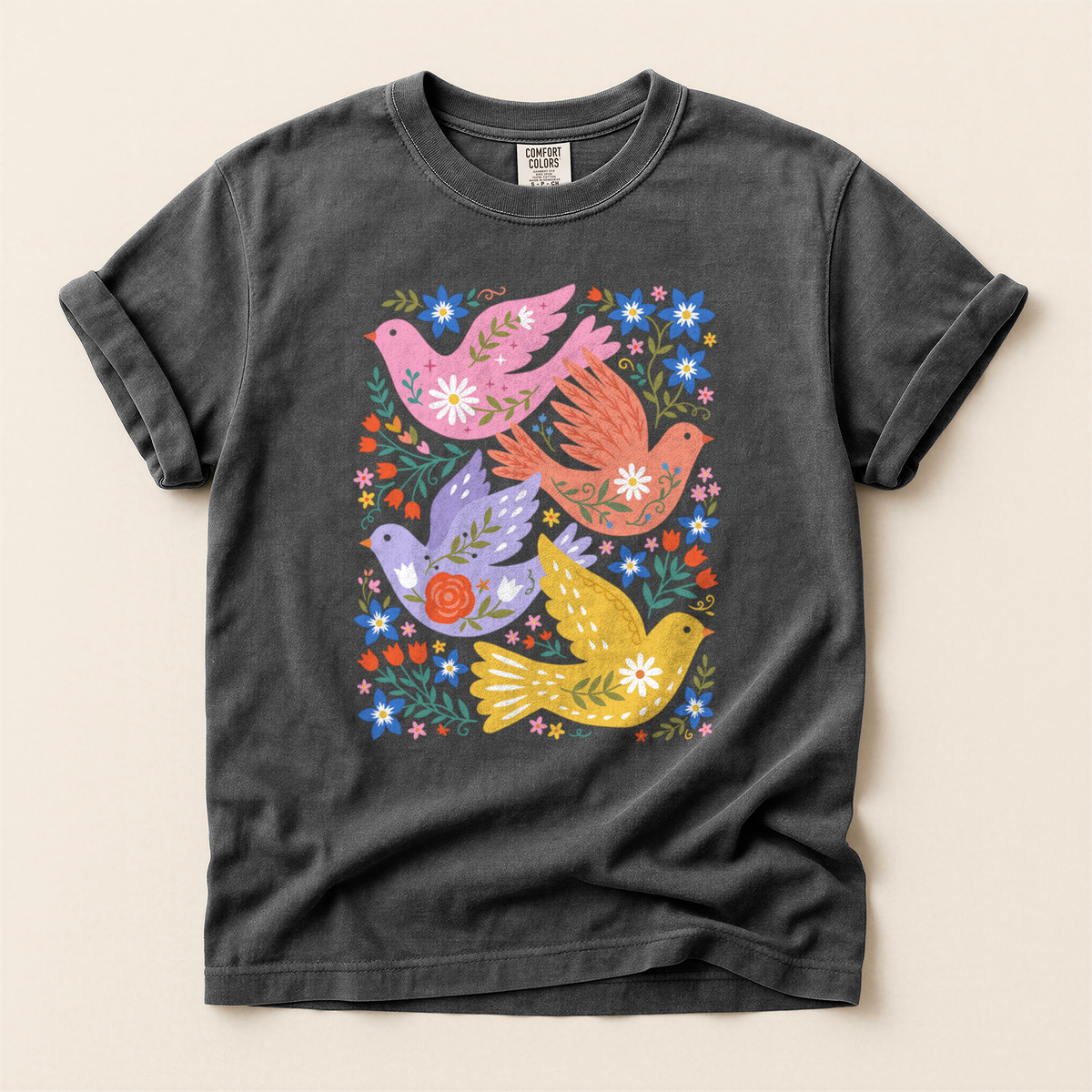 Folk Floral Birds - Pepper